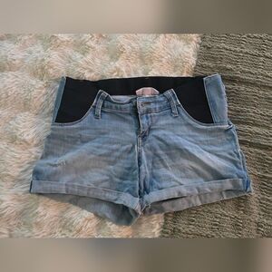 Isabel Maternity by Ingrid & Isabel Denim Shorts with Black Waistband